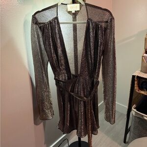 Stone Cold Fox glittering 70s style sheer shimmery vegas going out night dress M